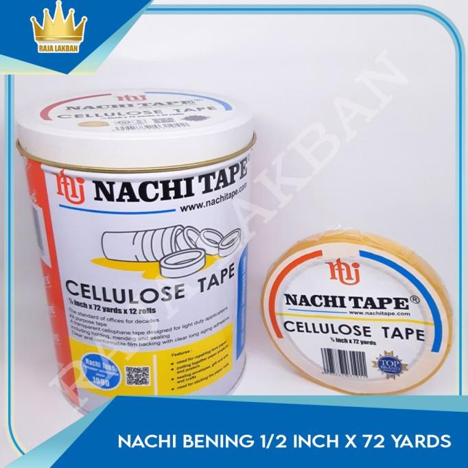 

Selotip / Isolasi / Cellotape Kaleng NACHI Bening 1/2 Inch x 72 Yards