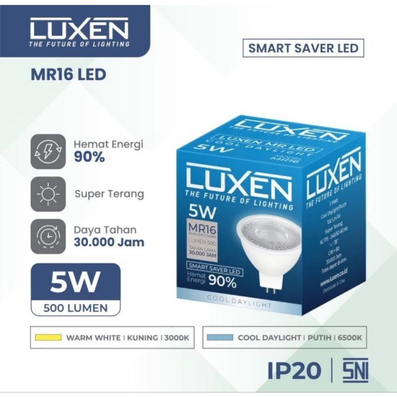 Lampu Spot Light LED 5W MR16 LUXEN fiting tusuk