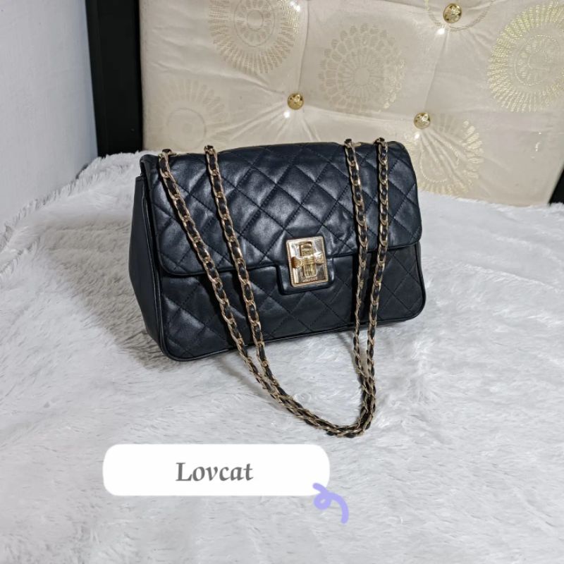tas LOVCAT Authentic Preloved Sling Rantai Kulit Asli Second Original Quilted Chain bag