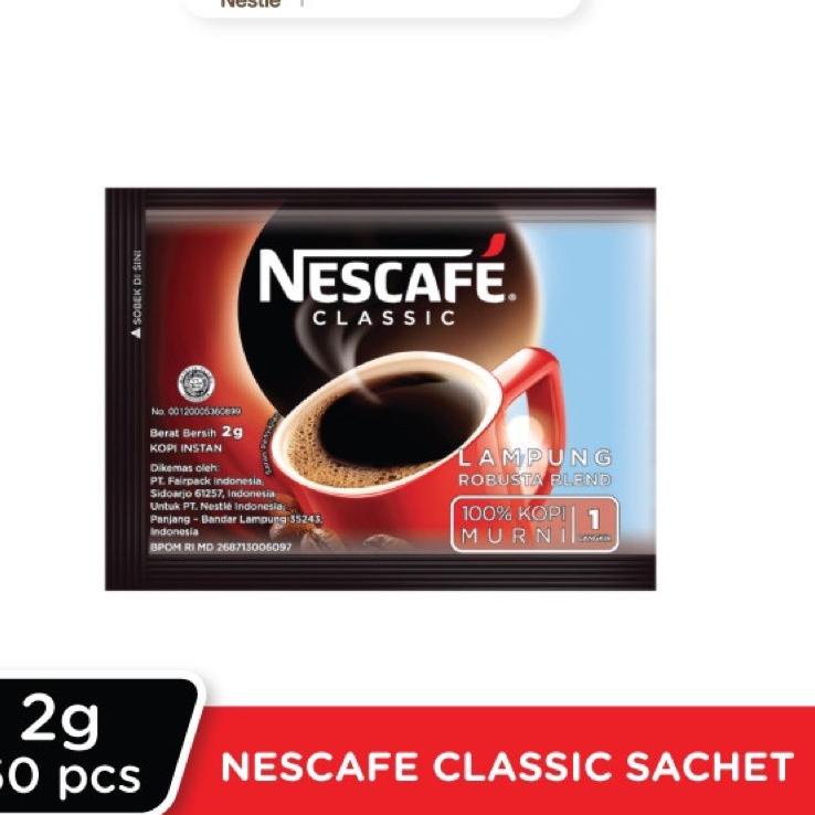 

[PRODUK KMGLB] Nescafe Classic 60 sachet X 2gr PROMO!!Harga cm Rp630/Cup!! exp April 2024HALAL ZDT