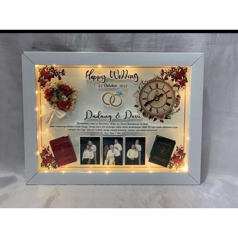 POP UP FRAME BUKET JAM BESAR flower in frame Wedding pernikahan ultah anniversary wisuda