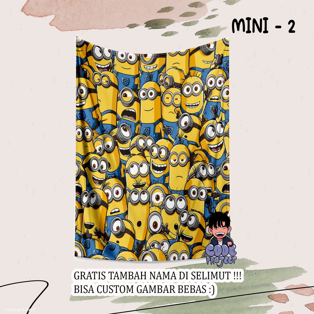 SELIMUT KARAKTER MINIONS - selimut anak karakter minions - selimut kartun lucu - bisa untuk dewasa -