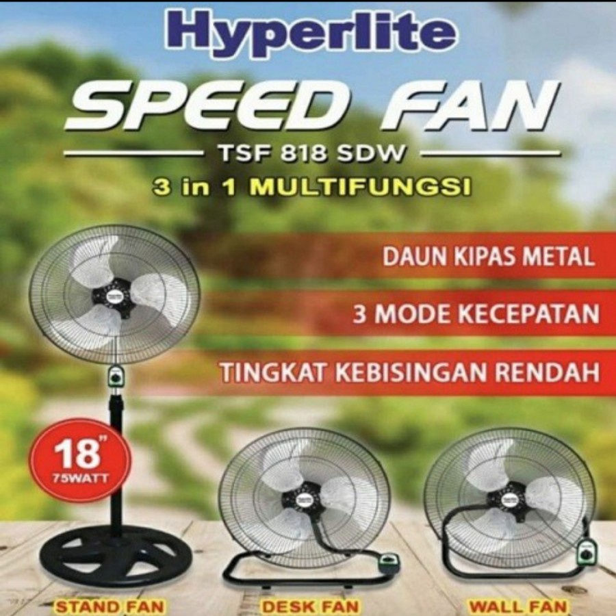 KIPAS ANGIN BESI HYPERLITE 3 FUNGSI SPEEDFAN SPEED FAN18 " INCH 18" 18INCH TSF818SDW TSF 818 SDW 818