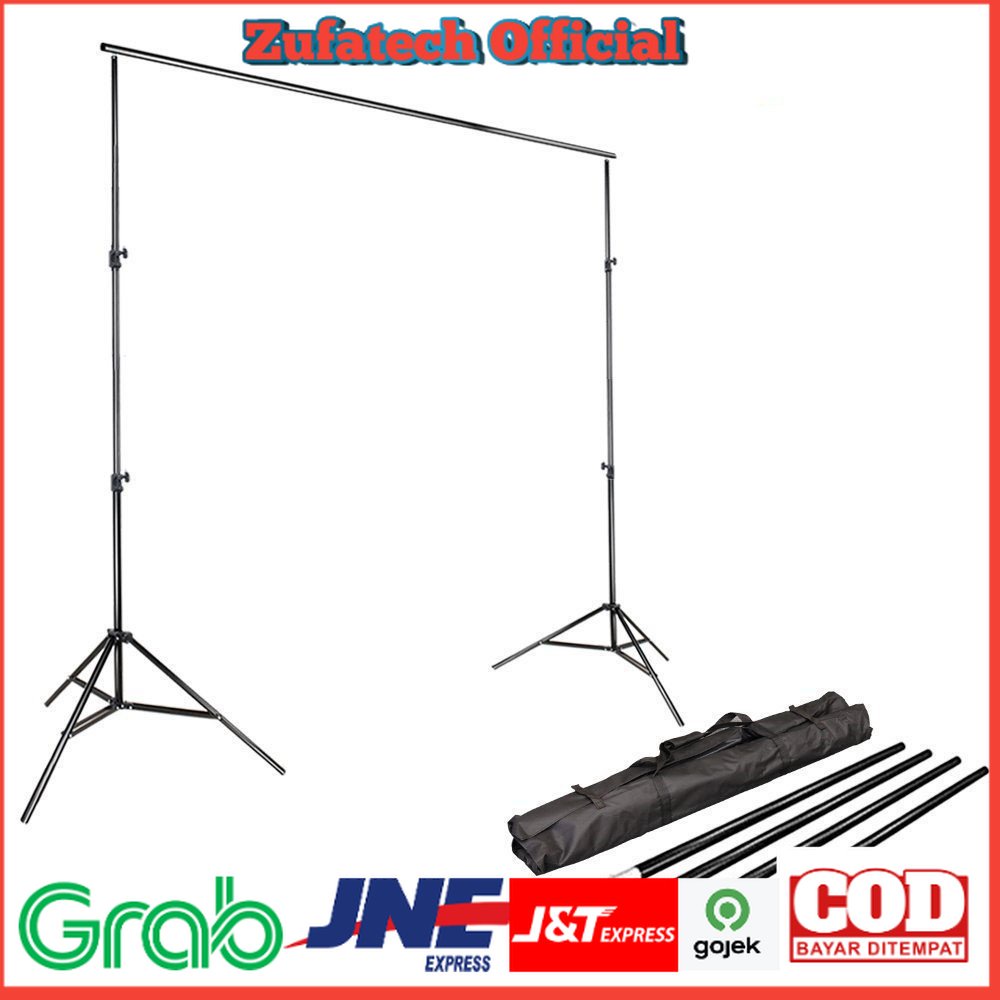 TaffSTUDIO Bracket Stand Backdrop Foto Studio 190 x 300 cm - BS-300 - Black