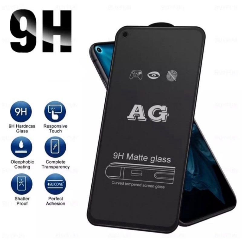 TEMPERED GLASS KACA FULL SCREEN MATE AG/TEMPERED GLASS MATTE (DOFF) Anti Glare REALME C11 C12 C15 C20 C21 C25 C21Y C25Y C30 C31