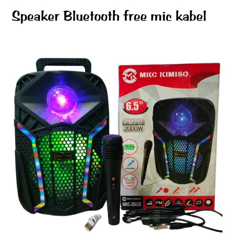 Jual Speaker Bluetooth Karaoke Kimiso Mkc 2602 Free Mic Extra Bass