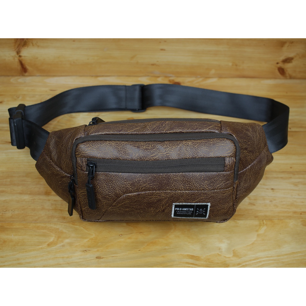 Tas Pinggang Pria Wanita Polo Amstar Sporty PU Leather Premium Tas Pinggang Tas Selempang Bahu