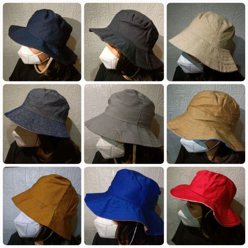 Topi Rimba Gunung Hiking Bucket Hat Korea Bolak Balik Fashion Kekinian Pria Wanita Hutan Memancing