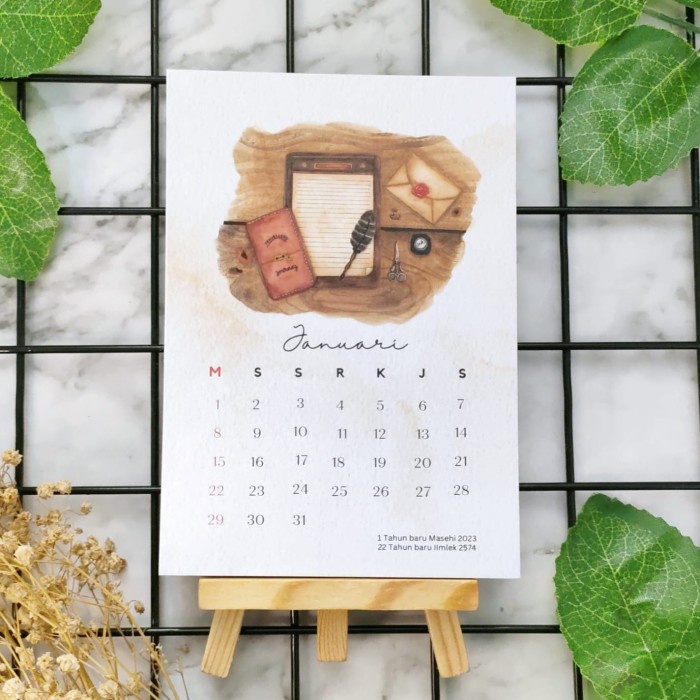 

✨NEW✨ - Kalender Meja Aesthetic 2023 Ukuran A6 dengan Easel Kayu