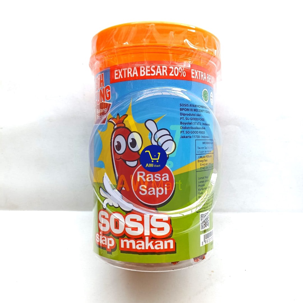 SOSIS SO NICE 525 GRAM ISI 25PCS - SOSIS SO NICE BOTOL  RASA AYAM DAN SAPI