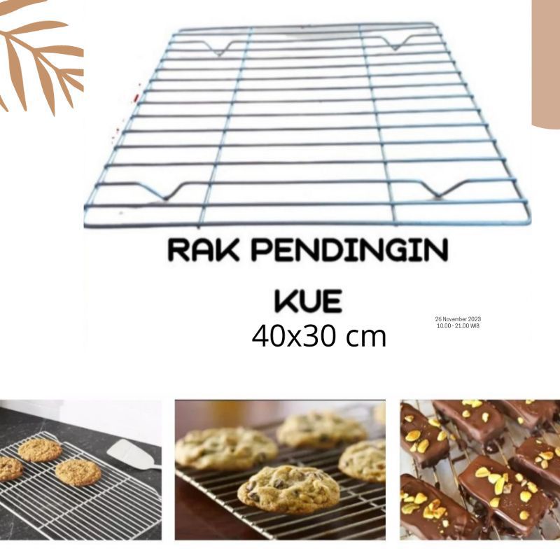 Cooling rak Plus Nampan Wadah Peniris Minyak Makanan, Gorengan,Ikan, Ayam, Sayuran, Stainless steel Anti Karat Tahan Panas Bonus Kuas Silicon Tahan Panas Dan Pemisah Kuning Telur 1Set