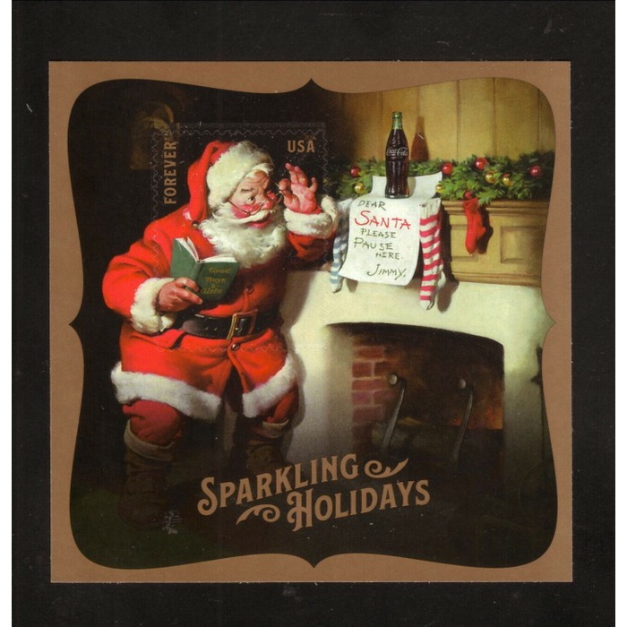 

✨NEW✨ - PERANGKO AMERIKA 2018 - SPARKLING HOLIDAYS SANTA SS MINT COCACOLA
