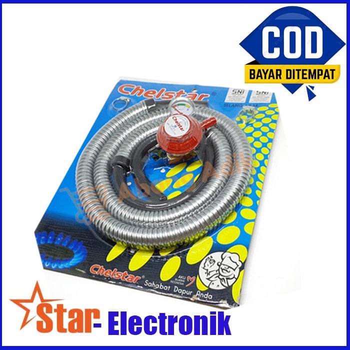 PAKET Regulator Meter Chelstar dan Selang Gas 1,8 Meter SNI