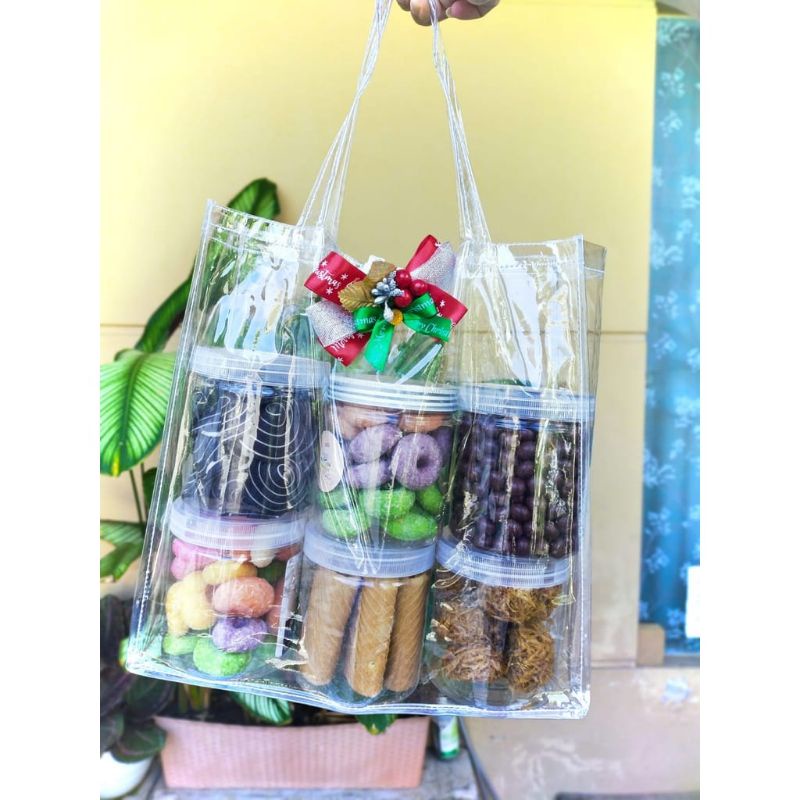 

Tas Totebag Mika PVC Polos Goodiebag Hampers Souvenir Ulang Tahun Transparant Bening Murah