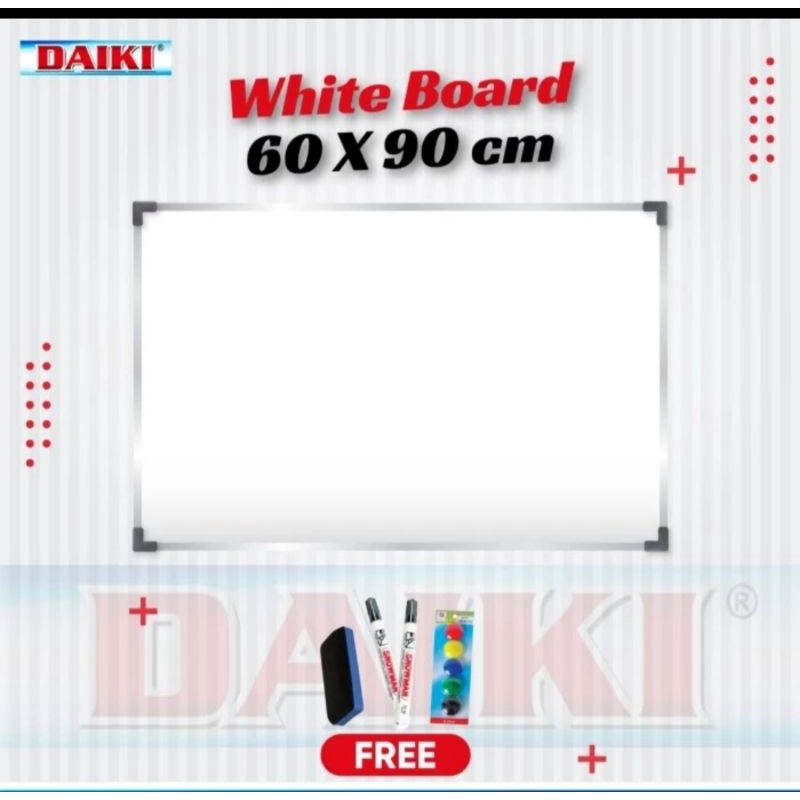 

Daiki Whiteboard magnetic single face size 60 x 90 cm/Papan tulis gantung.