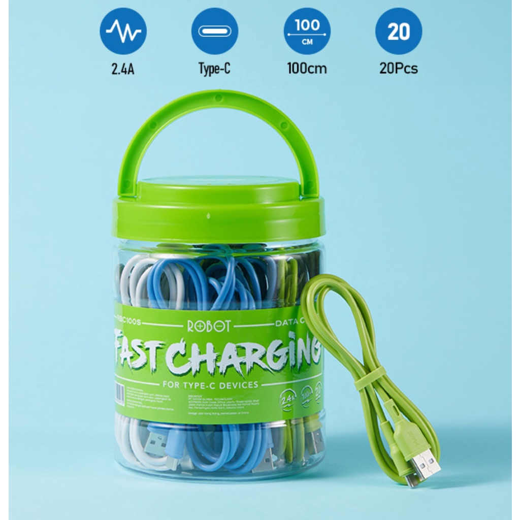 (20 Pcs) Robot Type C kabel Data RBC100S Gratis Toplesnya