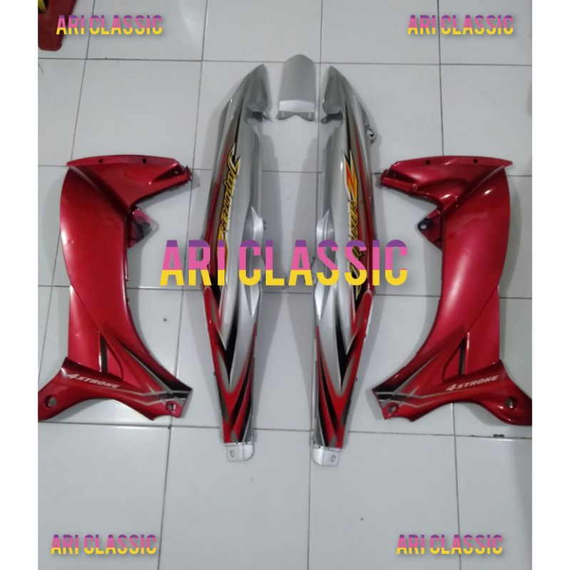 Cover Body Belakang Jupiter Z New Burhan Silver Set Sayap Dalam Maroon Tahun 2006 Yamaha Jupiter Z B