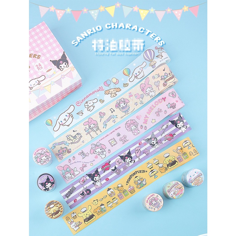 Sticker Stiker Washi Tape Masking Tape Selotip Motif Sanrio kertas motif Polos Motif Kotak Kotak Lucu Dekorasi Buku Book Diary Diari Memo Journal Catatan Harian  Alat Tulis Bisa Untuk Kado Ulang Tahun Scraping book @banyak