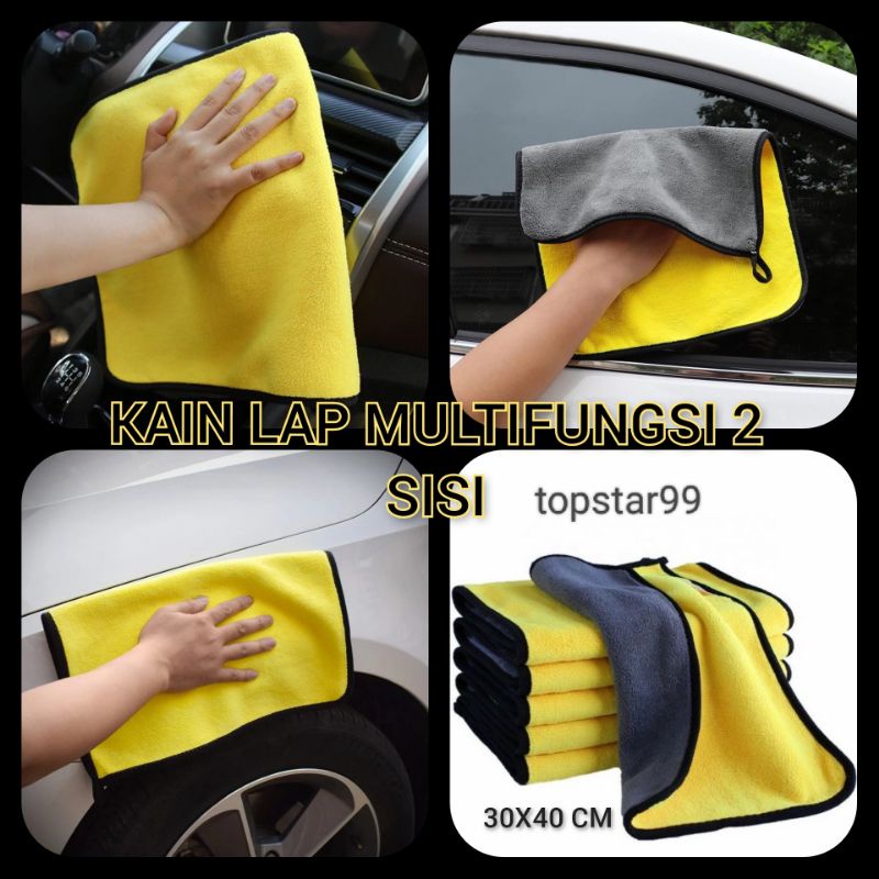 Kain Lap Microfiber Mobil Motor 2 Sisi Multifungsi Serbaguna 30×40cm