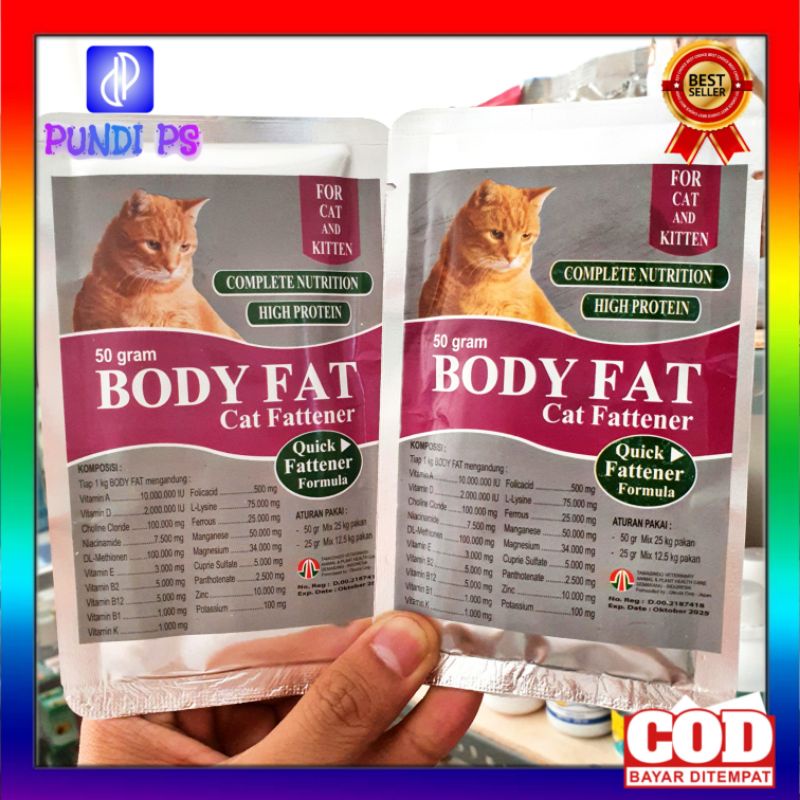 BODY FAT vitamin penggemuk badan kucing body fat 50 gram Bodyfat