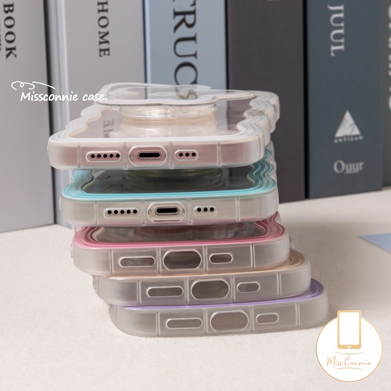 Casing Realme C15 C20 10 8i 6i 9i C3 7i 8 5i 5 7 C12 C25s C33 C35 C11 C17 C25Y C21Y 8Pro C30 C25 C20A 9Pro+Macaron Candy Color Wavy Edge Soft Flower Airbag Bracket Holder Cover