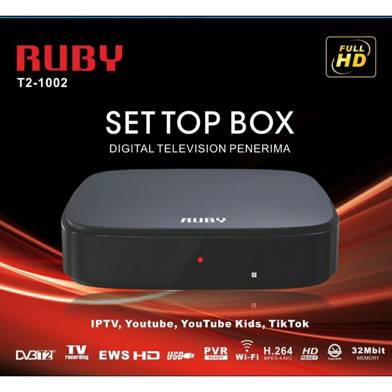 STB RUBY DIGITAL TELEVISION T2-1002 / STB RUBY Set Top Box Penerima Siaran TV Digital Bisa pakai Don