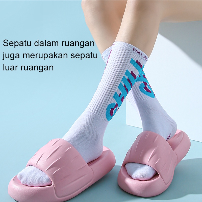 KOMIN-Sandal Roti Wanita Selop Karet Casual Sendal Slop Wanita Santai Empuk Kekinian Sandal Cewek Distro Terbaru Slip Flip Flop SIZE 36-41