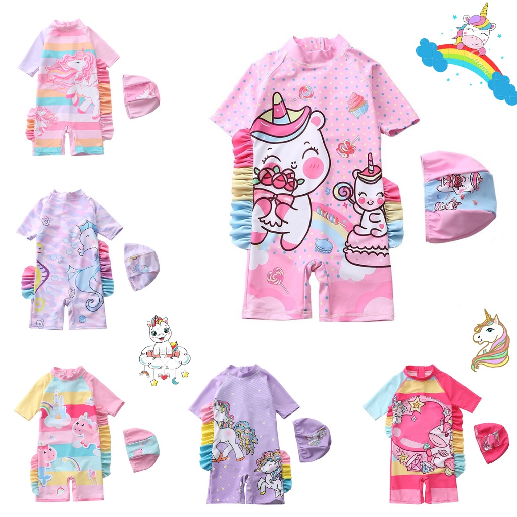 Baju Renang Jumpsuit Unicorn Swimsuit Renang Unicorn Pakaian Renang Unicorn LUCU D43 G931