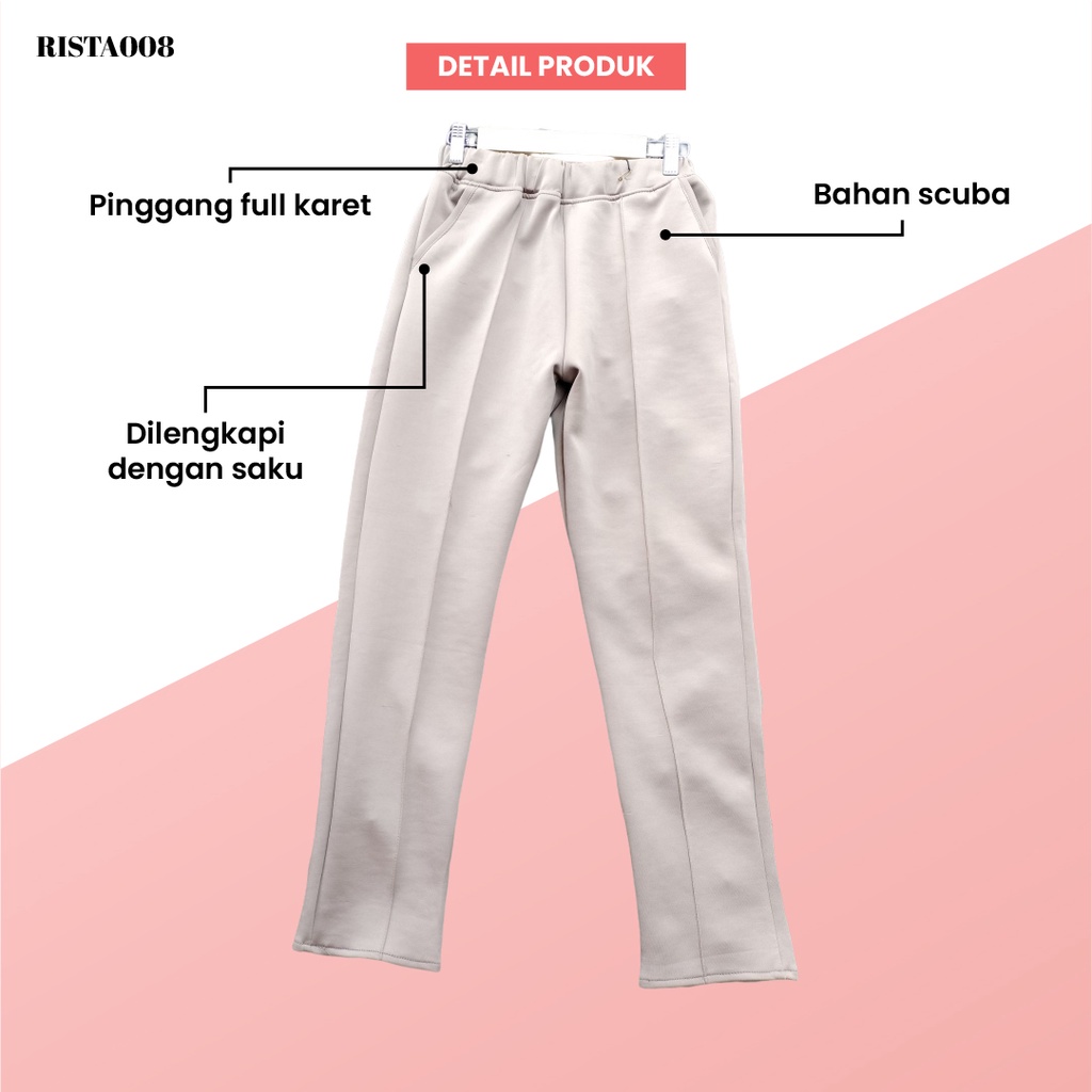 Celana Pensil Basic Pants Celana Kerja Wanita Pinggang Karet Casual Dan Simple Ootd Kekinian