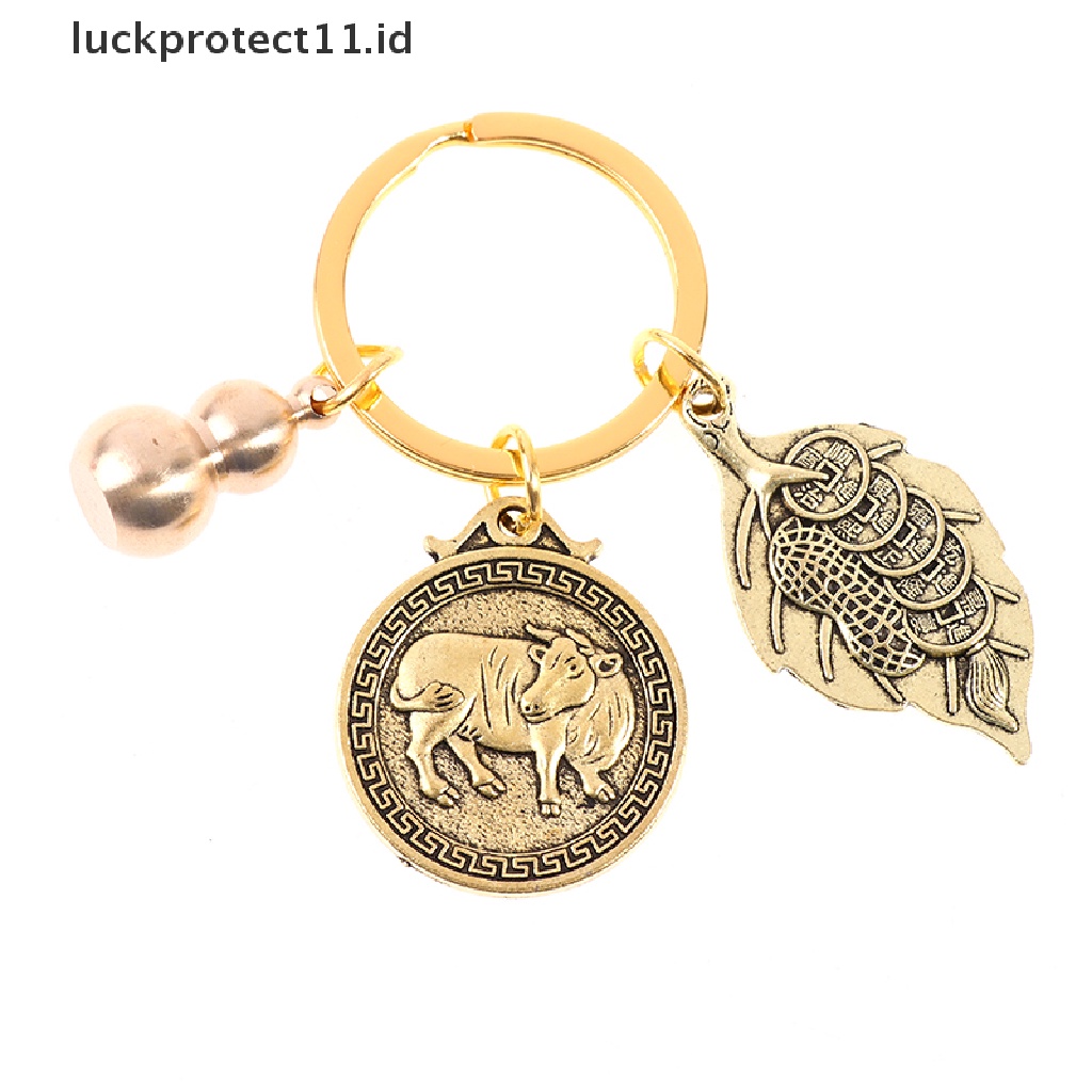 /Fashion Hot// Fashion// Vintage Zodiac Animal Keychain Liontin Tembaga Murni Dua Belas Zodiak Gantungan Kunci Mobil.