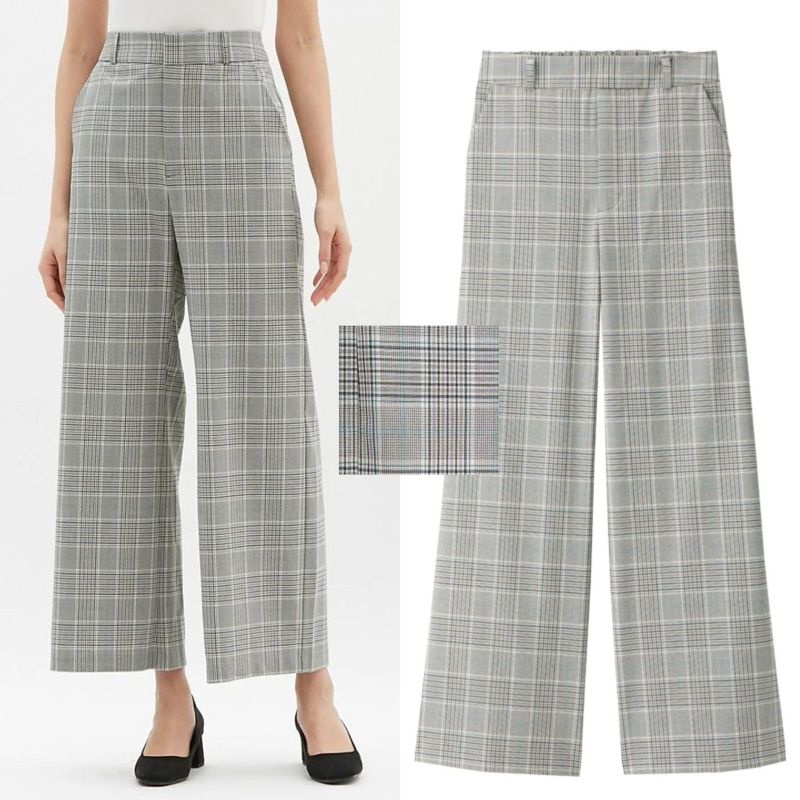 GU plaid wide leg pants