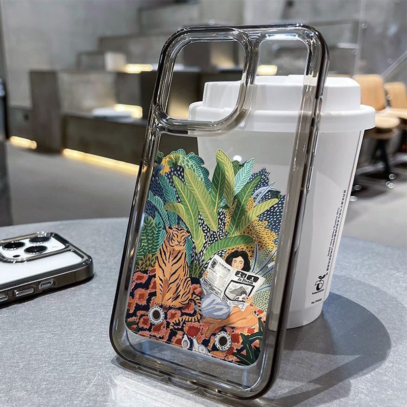 IPHONE Casing Tiger Cat Soft Shockproof Phone Case Kompatibel Untuk Iphone14 13 12 11 Pro XS Max X XR 78 6 6S Plus Casing Transparan TPU Cover