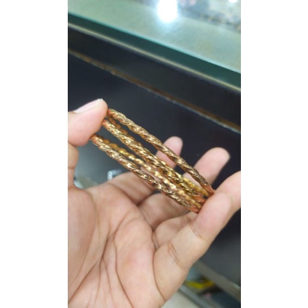 gelang keroncong ukir S925 / perhiasan perak 925 berlapis emas