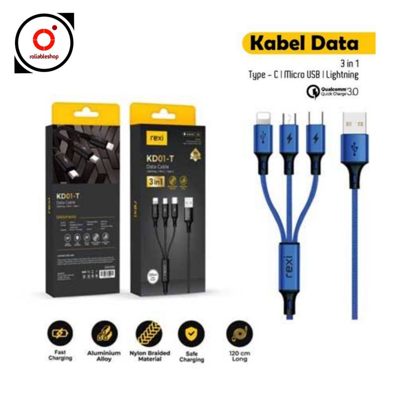 Jual Rexi Kd T Kabel Data In Usb To Lightning Micro Type C