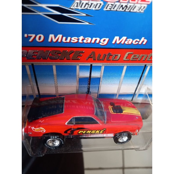 hotwheels 70 MUSTANG  MACH 1 HW BLUE CARD SPECIAL PENSKE AUTO CENTER BAN KARET RARE VARIANT