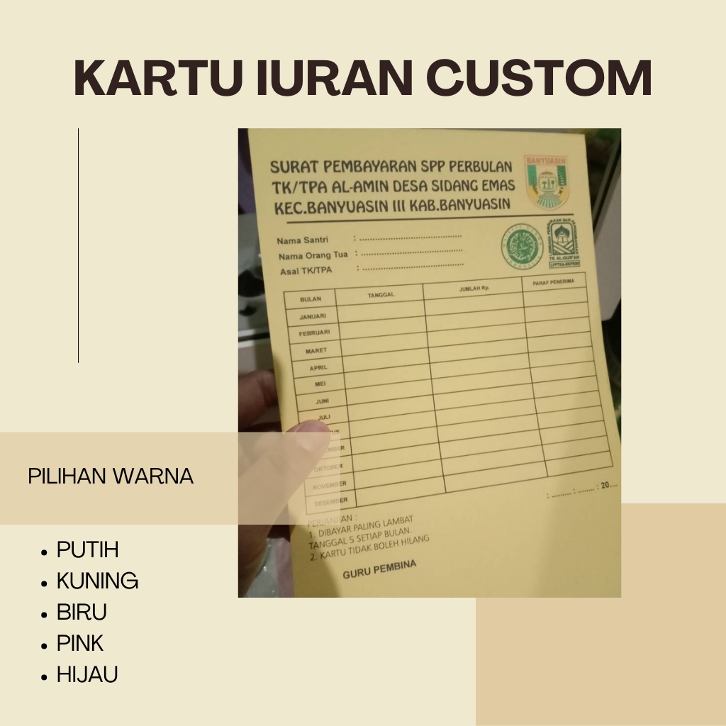 

CETAK KARTU IURAN CUSTOM