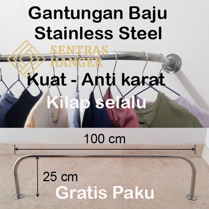 Gantungan Baju Stainless 100cm