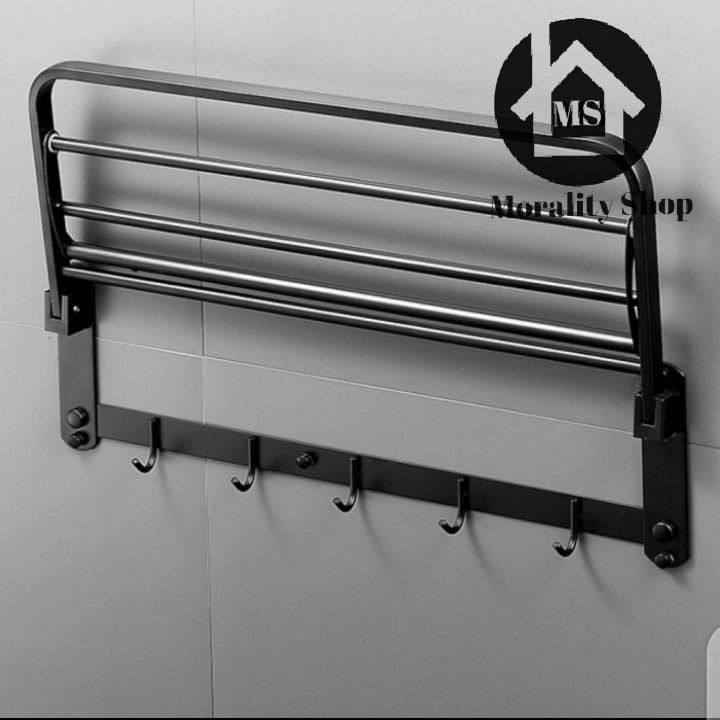 Rak handuk lipat 5 susun stainless hitam 8831BL / towel rack black