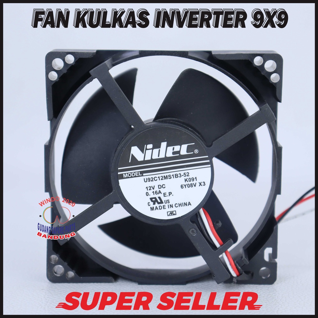 FAN KOTAK SANYO INVENTER DC 12V 9X9 NIDEC | MOTOR FAN KULKAS DC 12V | DINAMO FAN KULKAS  12 VOLT