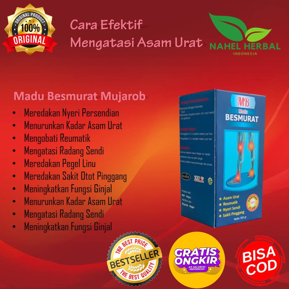 Cod Madu Beemurat Mujarob 350 G Gr Penyembuh Luka Asam Urat Tinggi Paling Ampuh Original - Obat Herb