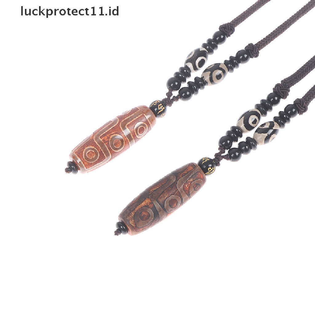 /Fashion Hot// Fashion// 1Pc Sembilan Mata Tibet Dzi Liontin Kalung Tibet Surga Manik Membawa Keberuntungan.