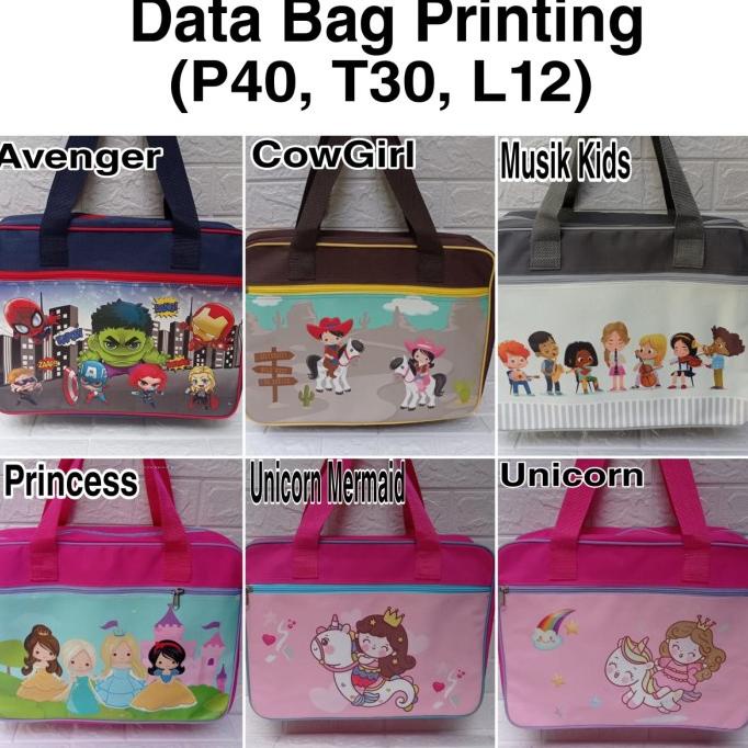 Data Bag Print, Tas Folder Anak,Tas Les Anak