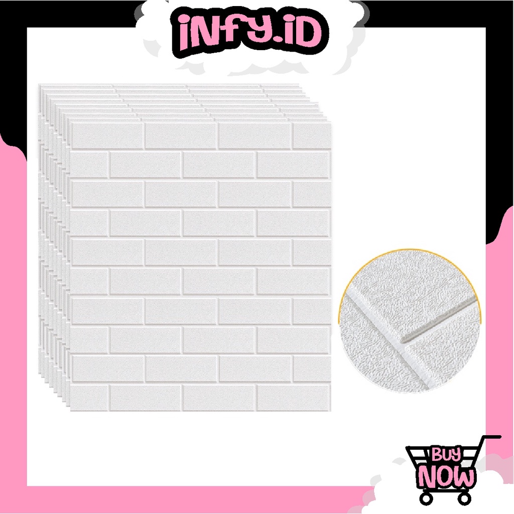 INFY - Wallpaper Dinding 3D Foam Bata Putih Kulit Jeruk uk 70x39cm R780
