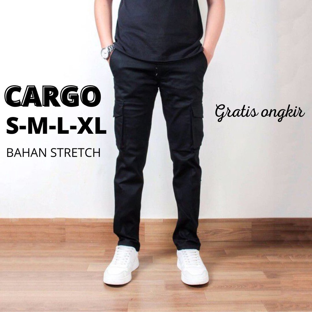 Celana Cargo Pdl Panjang Pria Laki Laki Dewasa Original Premium Tebal Ukuran 27-34 Bahan Katun Twill Drill Strech Melar Warna Hitam Abu tua Army Moka Cream  Bayar Di Tempat