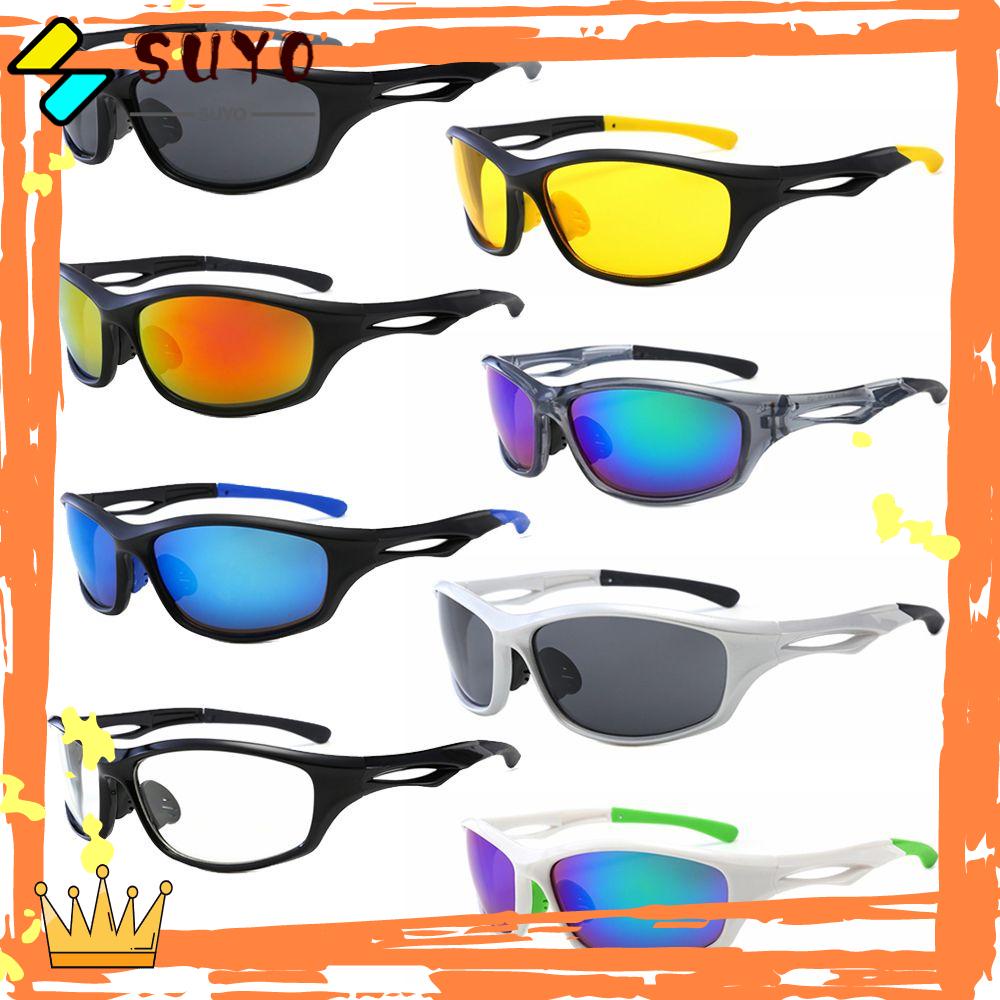 Suyo Futuristik Sunglasses Trendy UV400 Kaca Mata Nuansa Olahraga Bungkus Sekitar