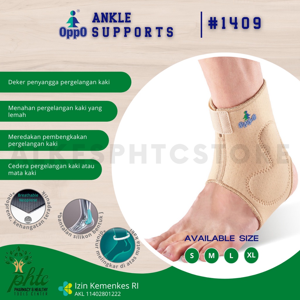 OPPO 1409 Silicon Ankle Support Neoprene l Untuk Pergelangan Kaki Keseleo Atau Bengkak