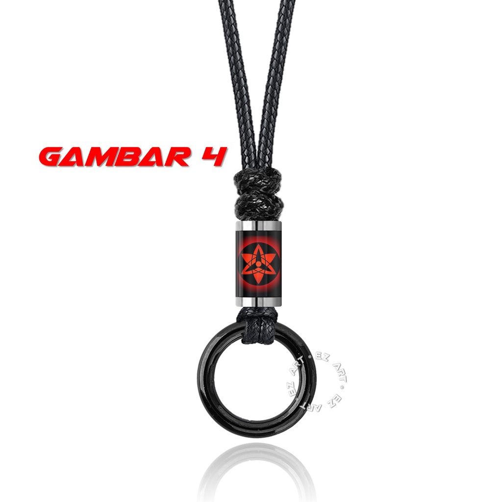 KALUNG CINCIN TABUNG GAMBAR ANIME NARUTO SHARINGAN RINEGAN AKATSUKI TALI KULIT KEPANG ANYAM KOREA