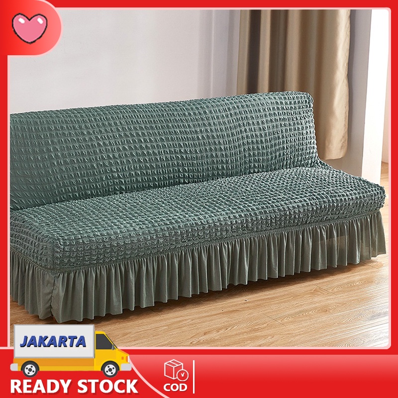 Cover sofa bed Sarung Sofa Bed Elastic Sofa Bed Cover With Skirt / Penutup Sarung Alas SofaBed Elastis Tebal Polos Renda