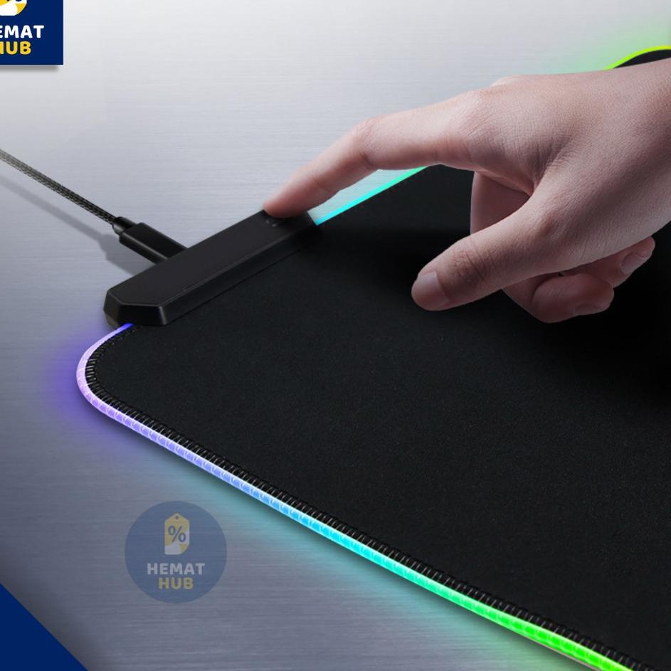 Lebih Kekinian Mouse Pad Gaming RGB XL LED Glowing High Precision Jumbo Mousepad Besar USB Cable HematHub