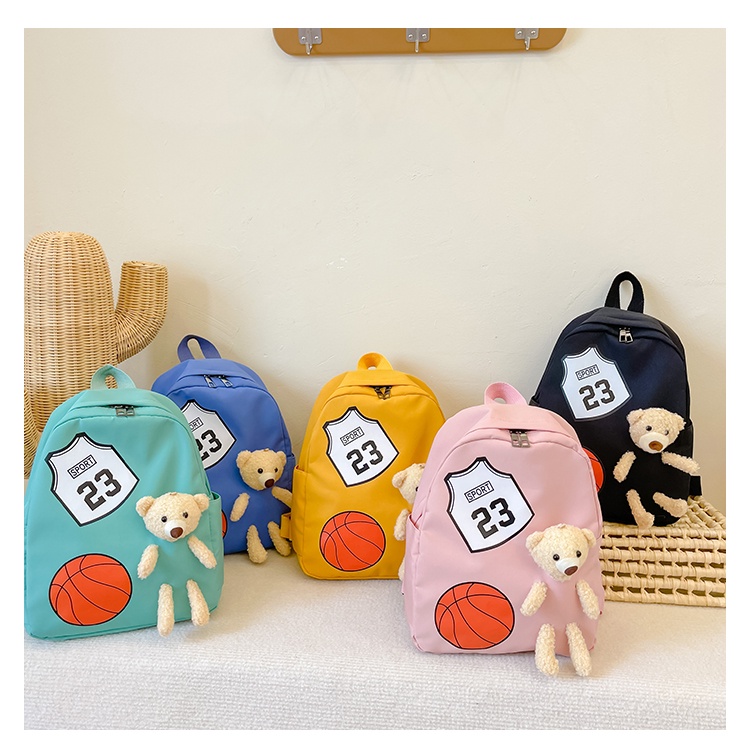 Tas Ransel Sekolah Anak Laki Dan Perempuan / Ransel Backpack Model Teddy Bear Bola Basket